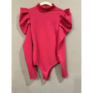 Perfectly‎ Pricilla Pink Long Sleeve Body Suit Puff Sleeve Size Small